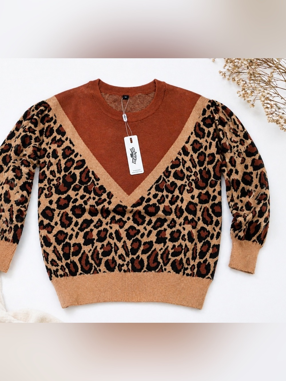 NWT Leopard Print Knit Sweater Boutique Cozy Oversized Fall Top 🤎🐆
